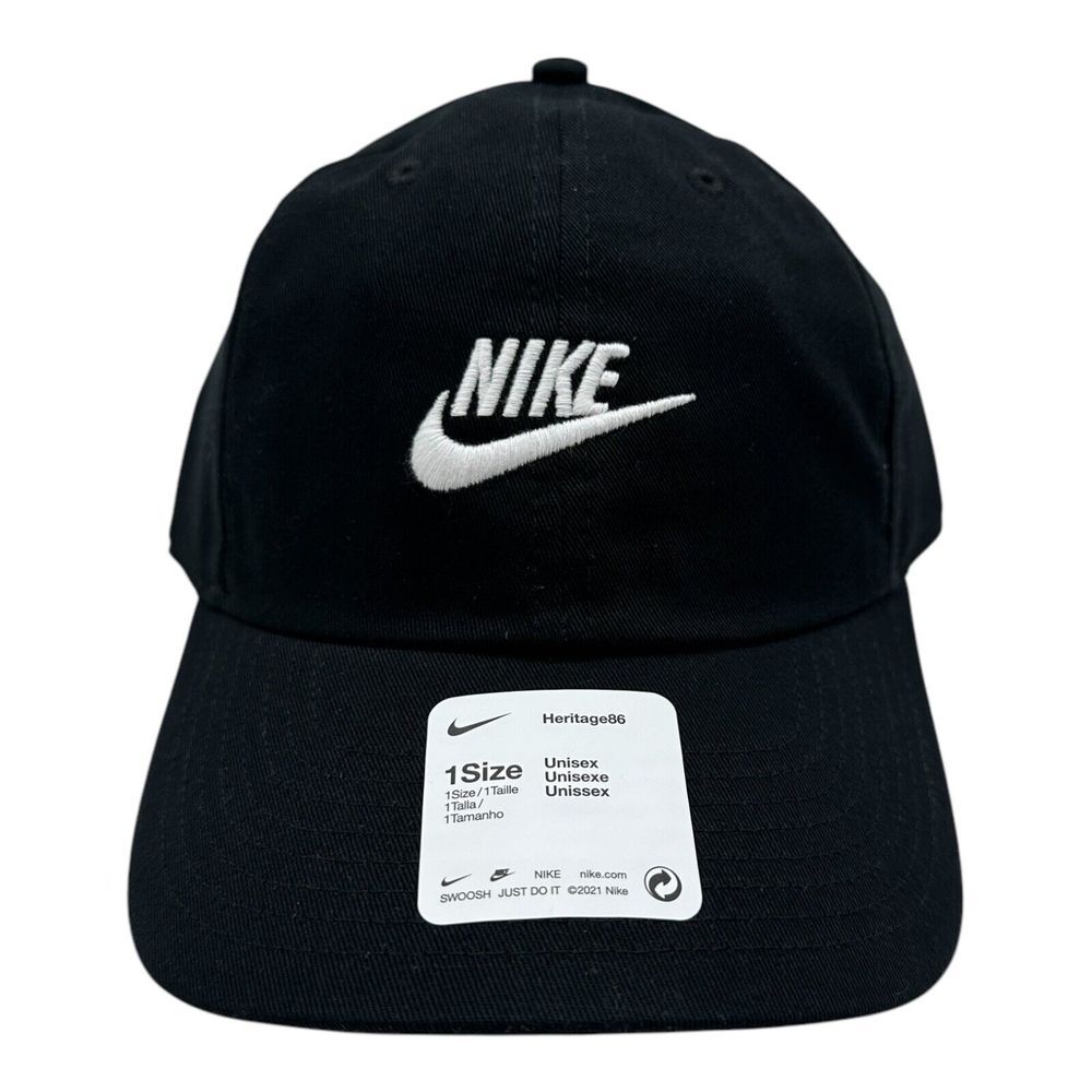 Nike Mens Futura Heritage 86 Adjustable Strap Black White Hat 913011 010 1Size